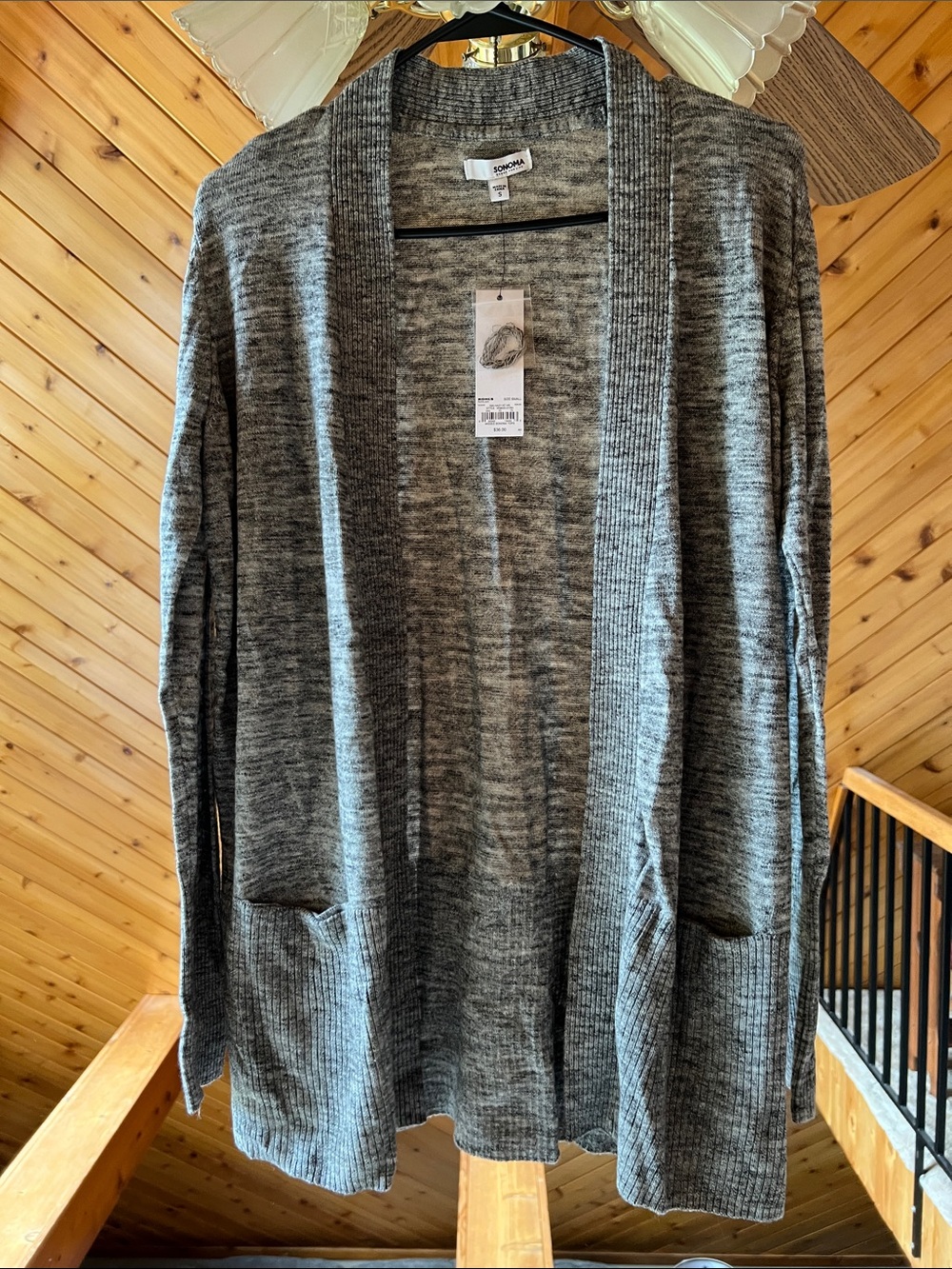 Sonoma Gray Open-Front Knit Cardigan